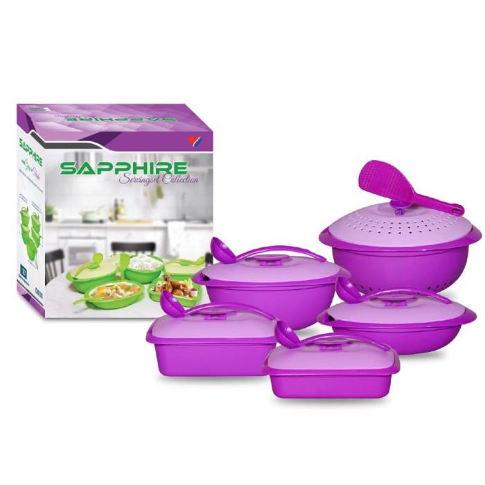 Terlaris Wadah Saji Lauk Plastik / Tempat Makan Set Isi 5 Sapphire Gbu