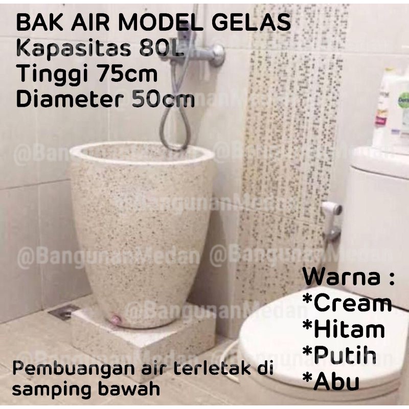 BAK AIR MANDI BATU ESTETIK MODEL BATU ALAM TRASO TERAZZO MURAH KAMAR MANDI UNIK TERBARU WARNA CREAM,