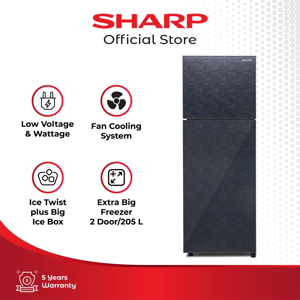 Sharp Kulkas 2 Pintu Shine Glass Series SJ-246XG Silver SHARP INDONESIA SHOP