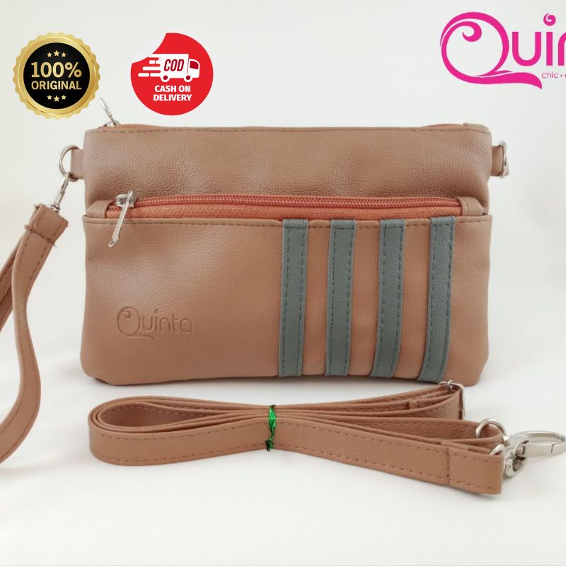 Zia pouch Quinta Tas mini slingbaq Quinta Tas selempang wanita Embos jeruk Matt tahan air