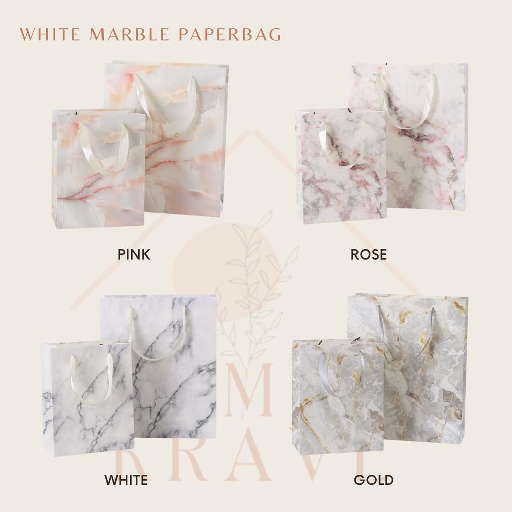 

7.7 RUMAH KRAVE - White Marble Marmer Paperbag Paper Bag Goodie Bag