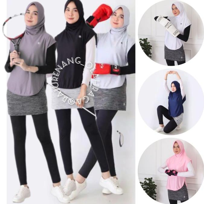 Jilbab Hijab Sport Olahraga Rompi Sporty Bersepeda Yoga Senam
