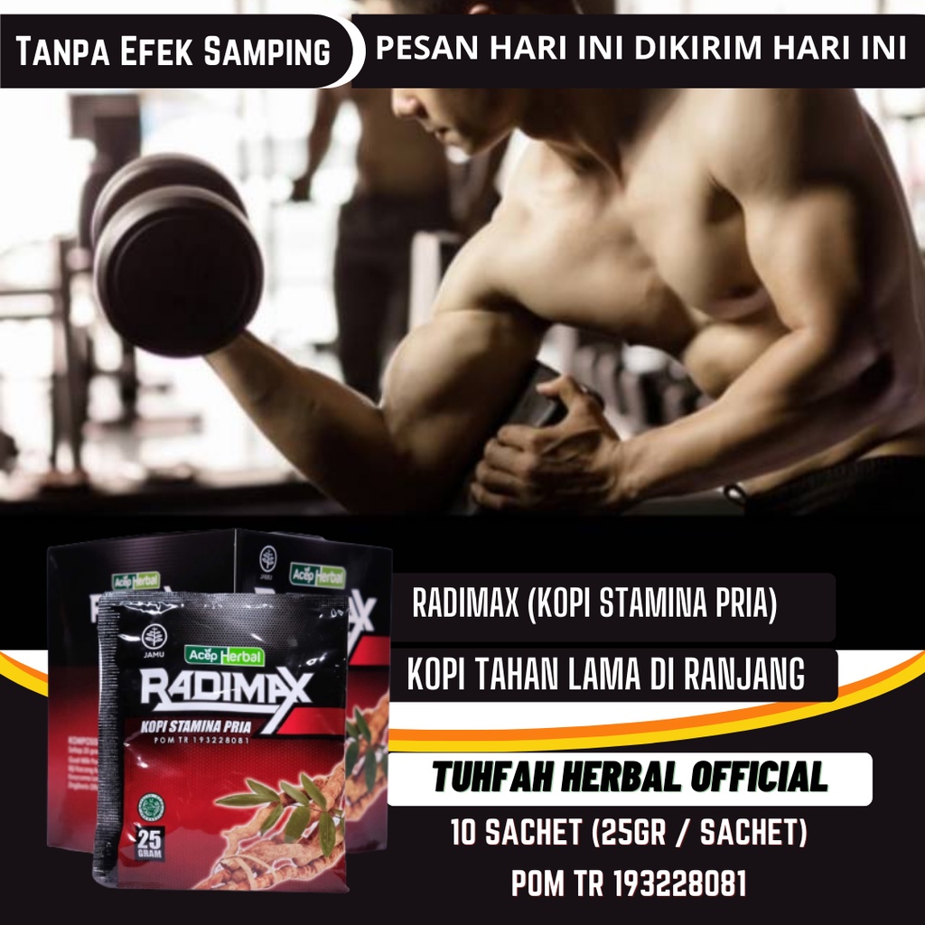Radimax Kopi Tahan Lama Pria 1 Box Isi 10 Sachet, Kopi Stamina Lelaki Tangguh, Obat Penegang Penis K