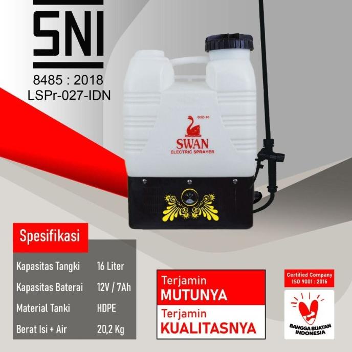 Elektrik Sprayer SWAN GSE-16 Disinfectant Mist Baterai 16 Liter bestseller