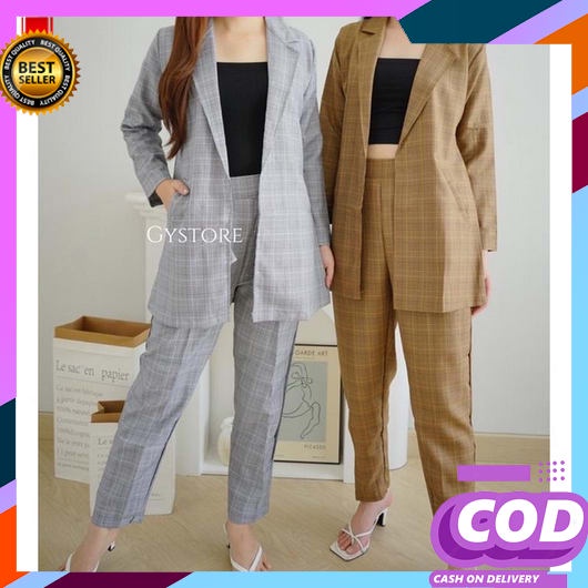 Setelan Blazer Wanita 1 Set Jumbo Import Terbaru Pakaian Formal Stelan Blezer Kantor Dinas Oneset De