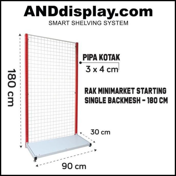 Promo// Rak Minimarket 180 Cm Starting Single Backmesh Rak Gondola Denissakinah