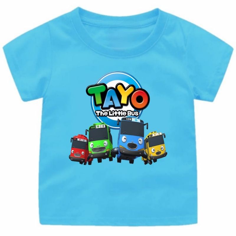 Baju Kaos Anak Laki Laki usia 1-12Tahun Gambar Bus Tayo