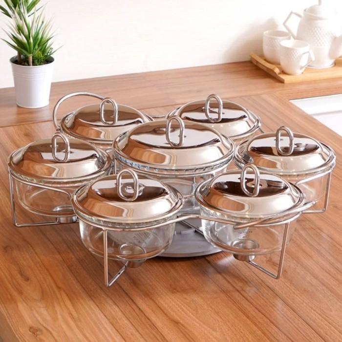Terlaris A274 Food Warmer Rotary Penghangat Makanan 5 Set 7 Set Prasmanan Putar