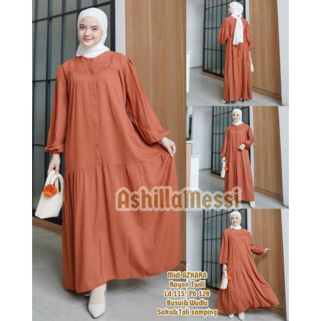 Gamis rayon twill premium perdana azkara midi home dress produk ashilla messi