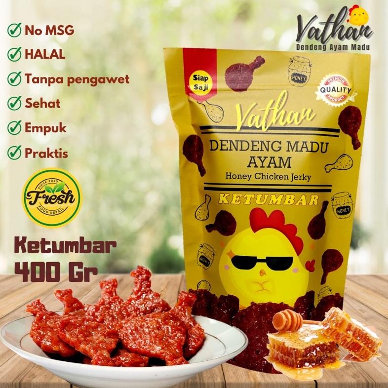 

DENDENG AYAM MADU PANGGANG VATHAN KETUMBAR MAKANAN SIAP SAJI HALAL EMPUK SEHAT - 400 GR Best Seller