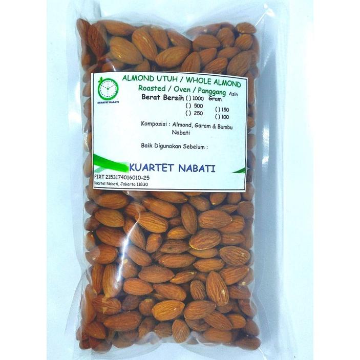 

1000gr Roasted Almond Premium - Kacang Almond Panggang Kupas - Oven - Matang - Size Besar 27-30 Varian Rasa Original/ Asin / Aktivasi SIAP MAKAN Best Seller