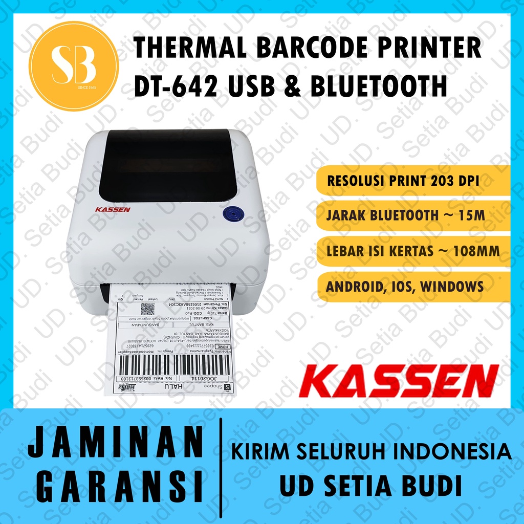 Direct Thermal Barcode Printer Kassen DT 642 Kertas Lebar 108mm