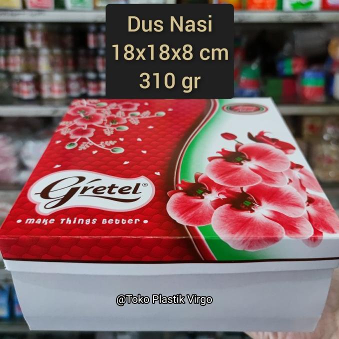 ___] Box / Kardus / Dus Nasi Kue Snack Makanan - 18x18x8 cm - Merah Putih