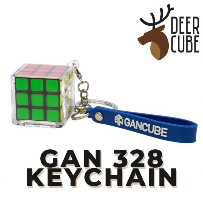 Rubiq Gan328 Mini Keychain Cube 3X3 Black - Rubik Kecil Gantungan Kunci Gan