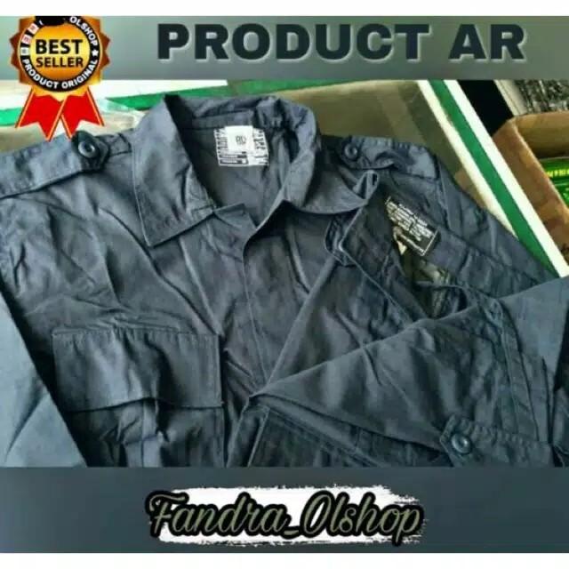 Best Seller Baju Setelan Pdl Hitam Brimob Merk Ar Bahan Ripstok / Drill.