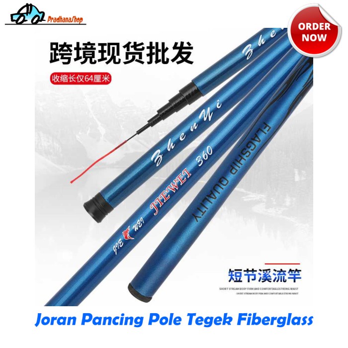 Walesan Joran Pancing Pole Tegek Tegeg Fiberglass Fishing Rod 4 Meter