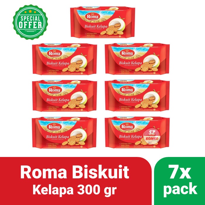 

Paket Hemat - 7x Biskuit Roma Kelapa 300 gr - Family Pack Bundle