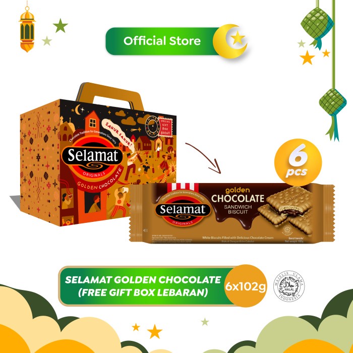 

Selamat Bisc Golden Choc 102g - 6 Pcs (FREE Gift Box Lebaran)