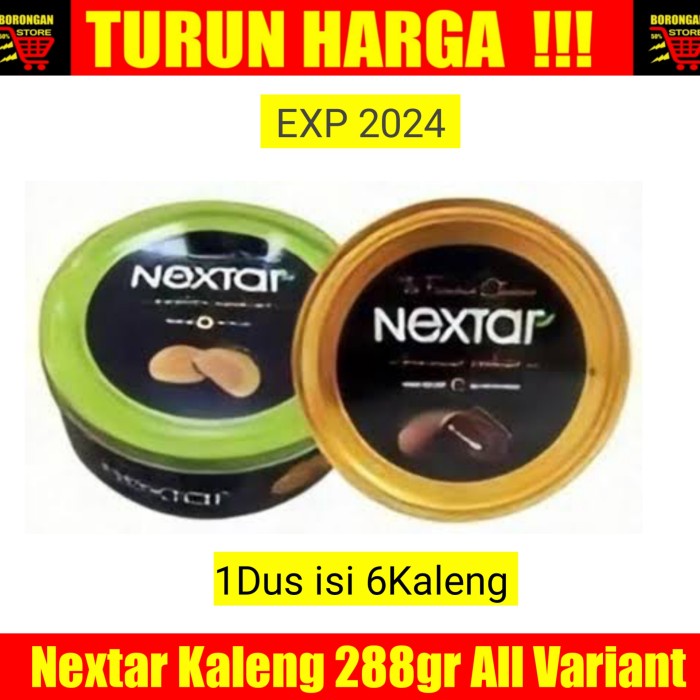 

nextar brownies kaleng 1 dus isi 6 kaleng exp 2024