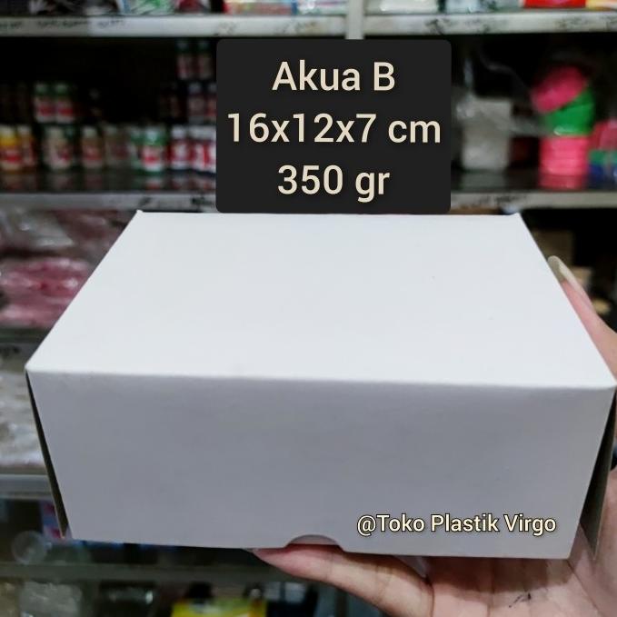 Ready stock] Box / Kardus / Dus Snack Kue Makanan - 16x12x7 cm Aqua B Putih Coated