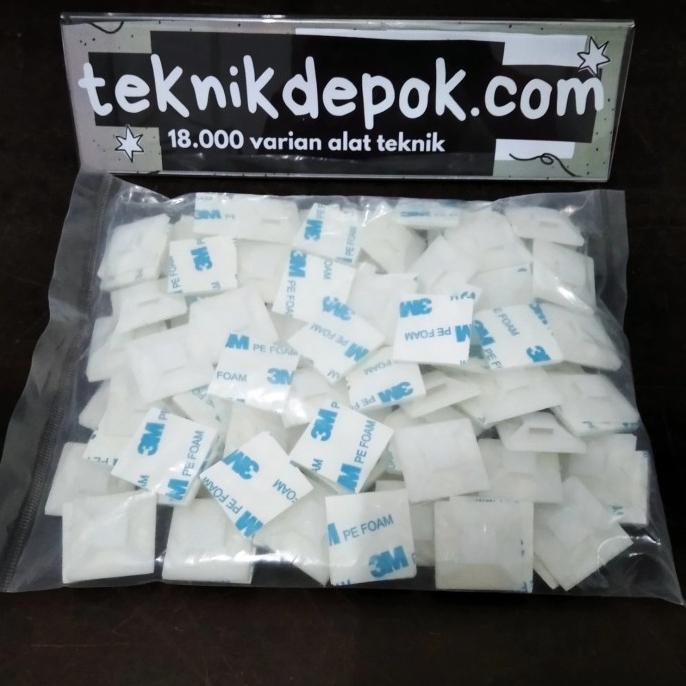 

Per 100 Pengikat Pengait Kabel Ties 40 x 40 mm Klem Tempel Dinding