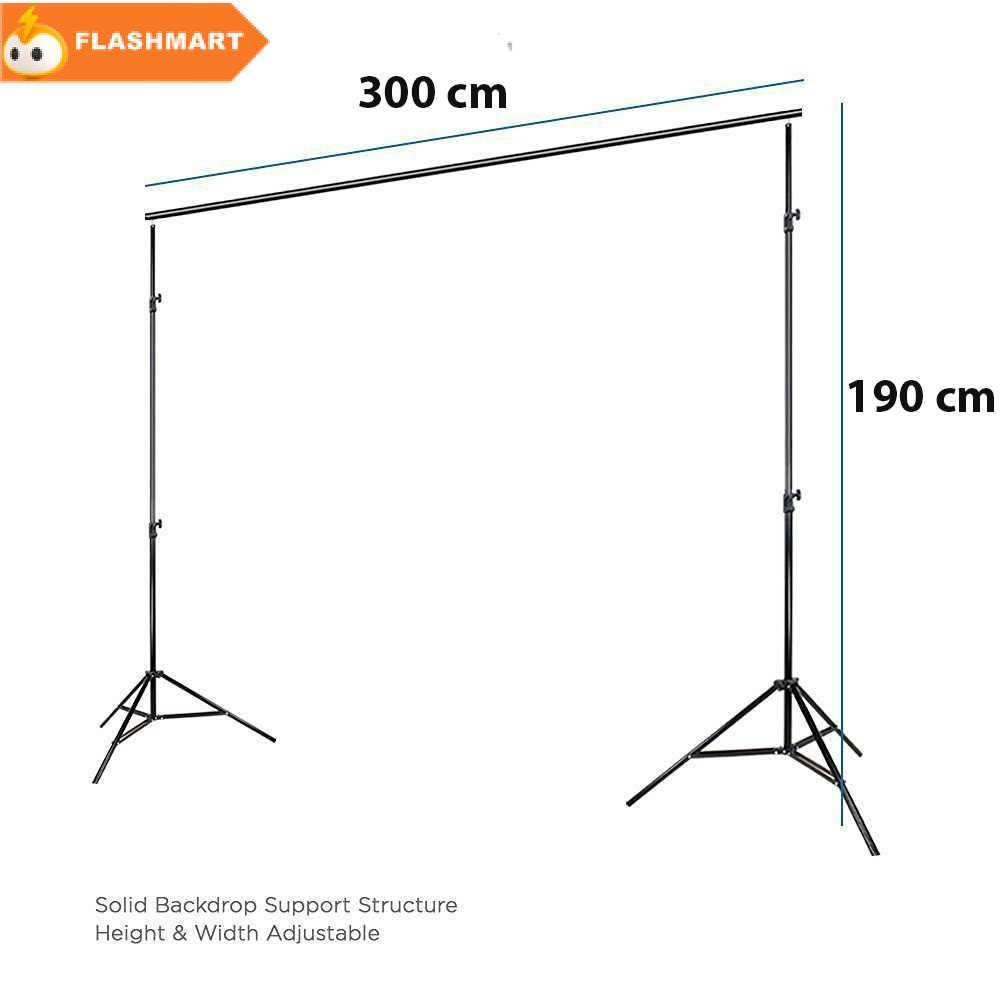 FLASHMART TaffSTUDIO Bracket Stand Backdrop Foto Studio 190 x 300 cm - BS-300