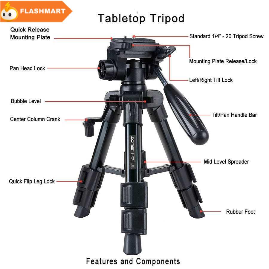 FLASHMART ZOMEI Professional DSLR Tripod &amp; Pan Head - Q100