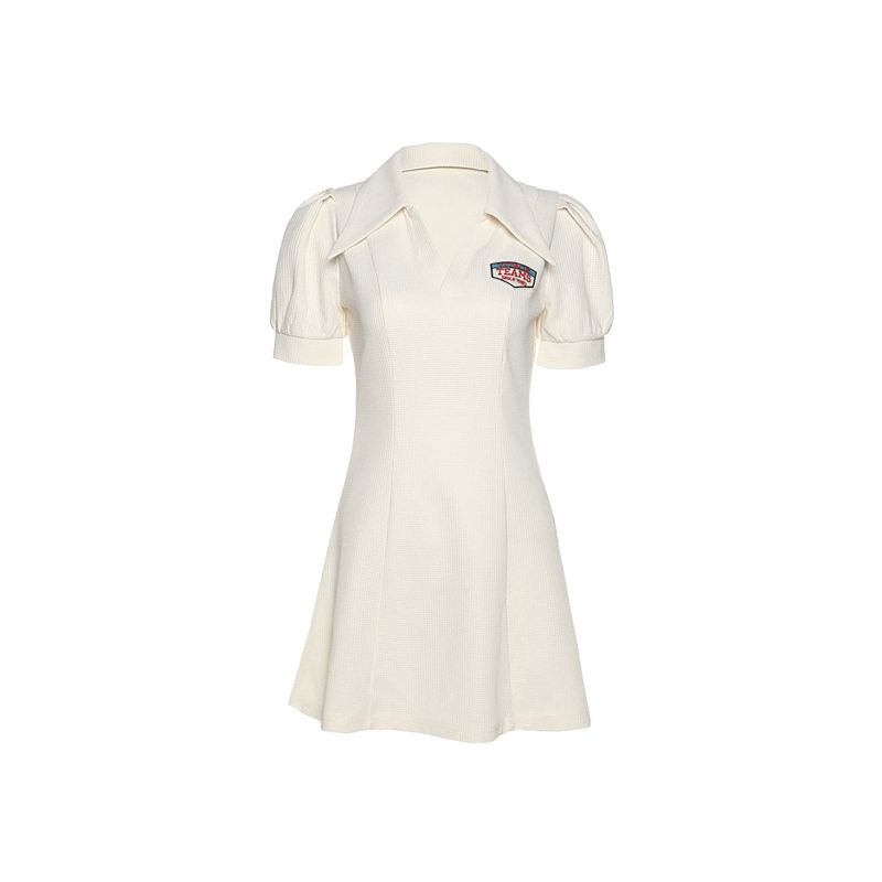 Red American hot girl bi persiapan gaya perguruan tinggi gaya keinginan murni rok pendek polo kerah pinggang slimming label gaun rok A-line