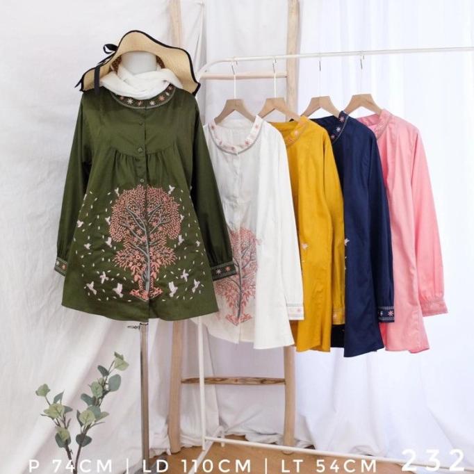 WL30 KEMEJA BORDIR KEKINIAN TUNIK BORDIR ATASAN WANITA BAJU KERJA