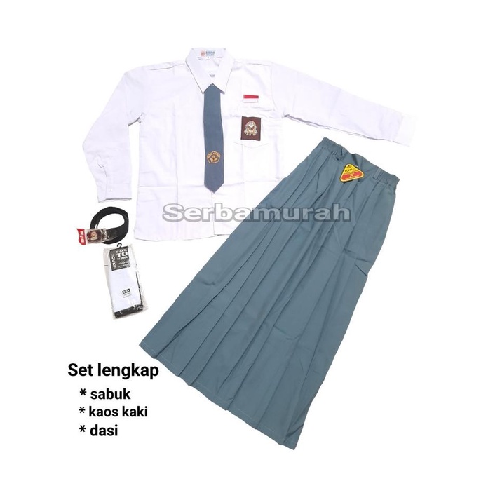 Setelan seragam sekolah SMA perempuan baju panjang rok panjang