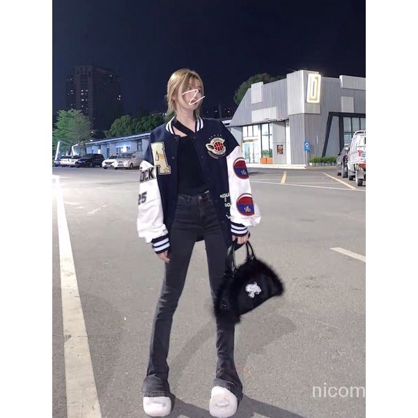 A Varsity Jaket Bomber Premium Import Gaya Sporty America Jaket Unisex Pria Wanita Korea Style