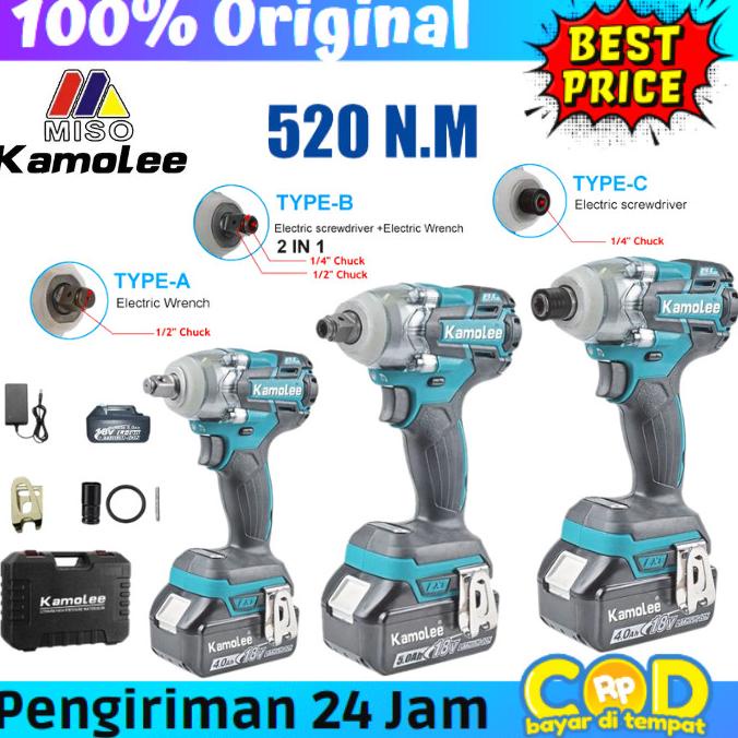 Kamolee - Cordless Electric Impact Wrench-Impact Drill-DTW285/520N.M