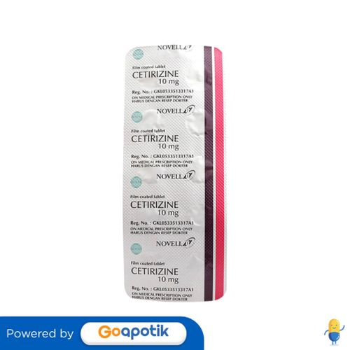 CETIRIZINE NOVELL 10 MG STRIP 10 TABLET