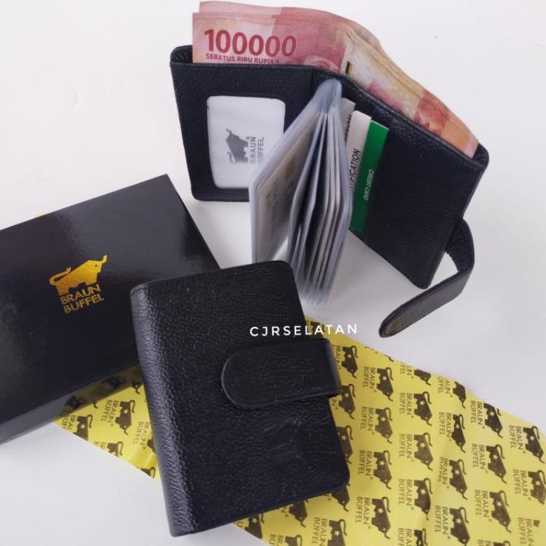 Sale Atm Kredit Card  Dompet Kartu Pria Wanita Kulit Asli Braun Buffel [Hitam]