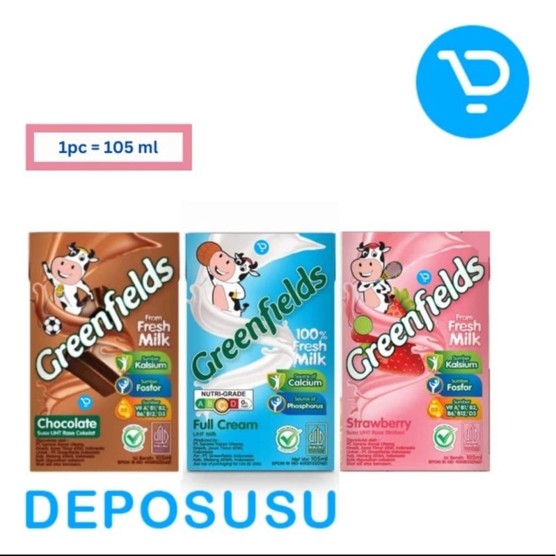 

GREENFIELDS Susu UHT 105 ml Fullcream / Chocolate / Strawberry