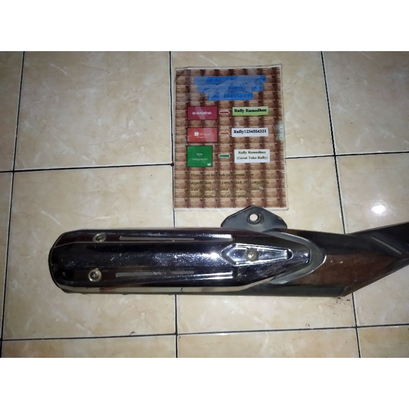 knalpot yamaha mx new 135 cc standar ori yamaha lengkap dengan tameng