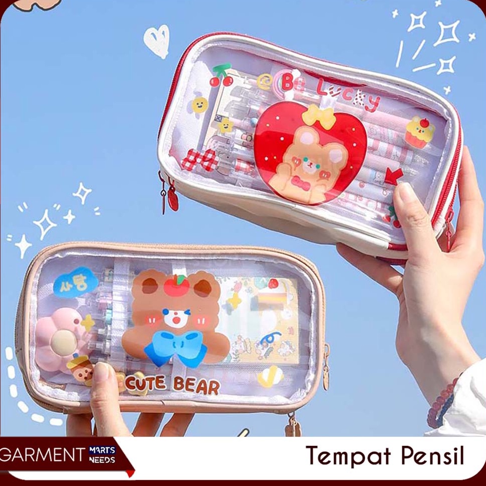 

BEST SELLER Tempat Pensil Lucu Anak Transparan Kotak Pencil Dompet Besar Karakter Motif Pouch Stationary Resleting Serbaguna