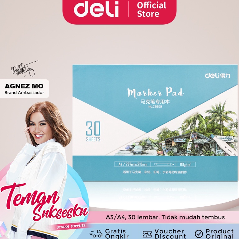 

BIG SALE Deli Marker Pad / Drawing Paper / Sketchbook Buku Gambar Untuk Spidol Warna 30 Lembar 73609 73610