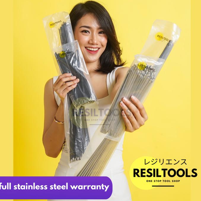 

PER PACK Kabel Tis Stainless 40 cm Cable Ties Anti Karat Isi 100 pcs ---NEW READY---