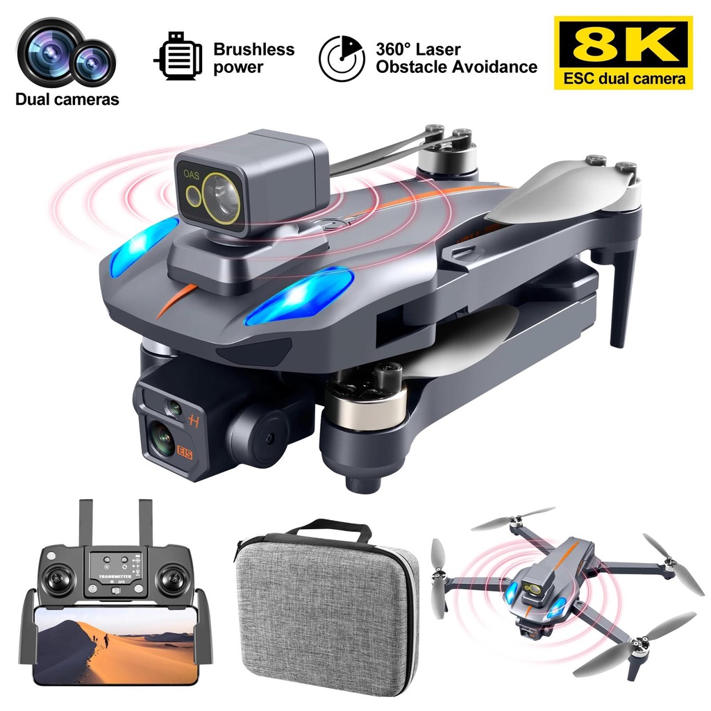 Drone GPS Kamera HD Ganda, Mainan Quadcopter Lipat, Motor Tanpa Sikat, Fotografi Udara 1.2 K911, 8K
