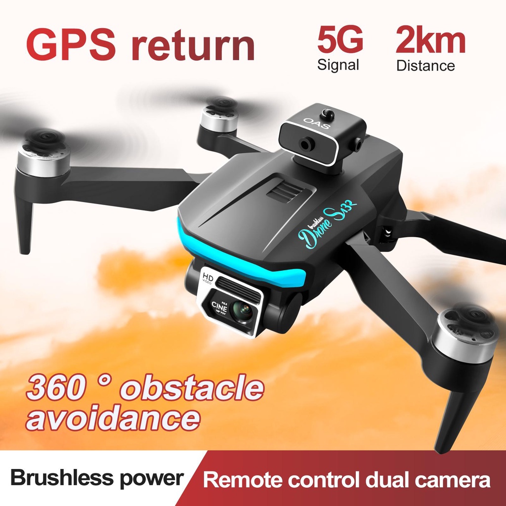 S132 Drone RC Quadcopter Mini GPS 8K Pro, Hadiah Mainan Pesawat Nirawak Pengendalian Jarak Jauh Moto