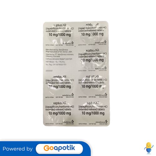 XIGDUO XR 10/1000 MG STRIP 7 TABLET