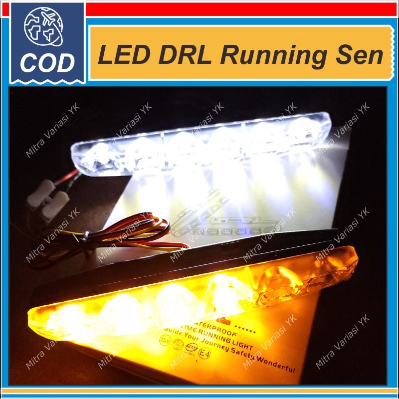 LAMPU TEMBAK SOROT DRL LED MOBIL 6 MATA TERANG PUTIH CRYSTAL TANDUK DEPAN GRIL BUMPER MOBIL WATERPRO