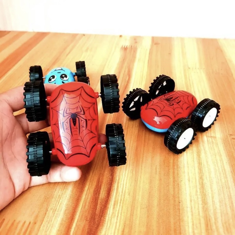 EdufuntoSPIDER CAR/ mobil stunt man/ Mobil Spiderman Dua Sisi Tahan/ mainan mobi mobilan