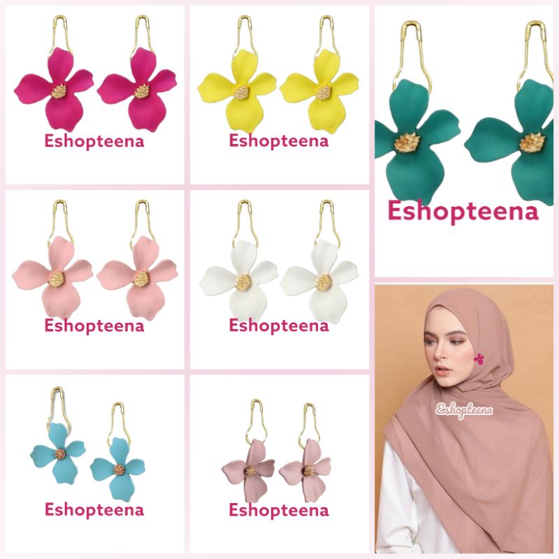 A08 Anting hijab bunga warna_anting jilbab