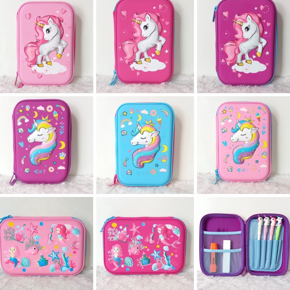 

PALING DICARI Kotak Pensil Tempat Pensil Unicorn Mermaid 3D TIMBUL 6D hardtop unicorn timbul kado ultah anak perempuan keren