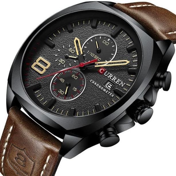 Melatistore_05 Jam Tangan Pria Curren 8324 Chrono Aktif Original Brown Hitam Stok Terbatas