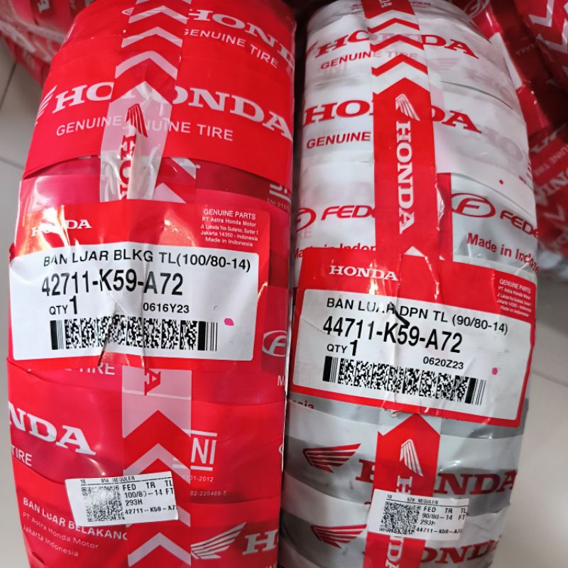 BAN TUBELESS HONDA FEDERAL 90/80/14 (44711-K59-A72) 100/80/14 (42711-K59-A72)