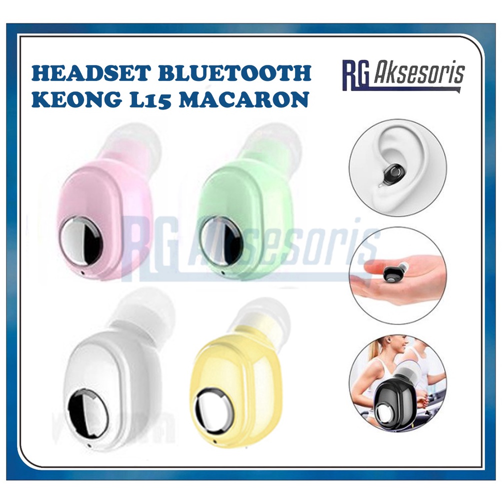 (N❤CQ»] RGAKSESORIS Headset Bluetooth Keong Mini L15 Macaron In Ear Wireless Stealth Sport 5.0 For S