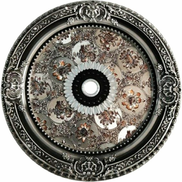 Terlaris Ornamen Plafon / Ceiling Pvc Fitting Lampu 60 X 60Cm Bulat Bunga Mewah